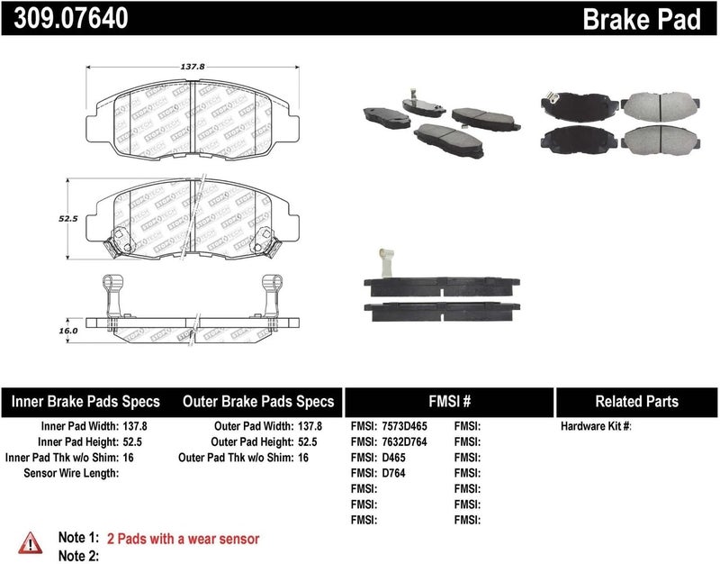 StopTech 309.07640 Street Performance Front Brake Pad - Image 2