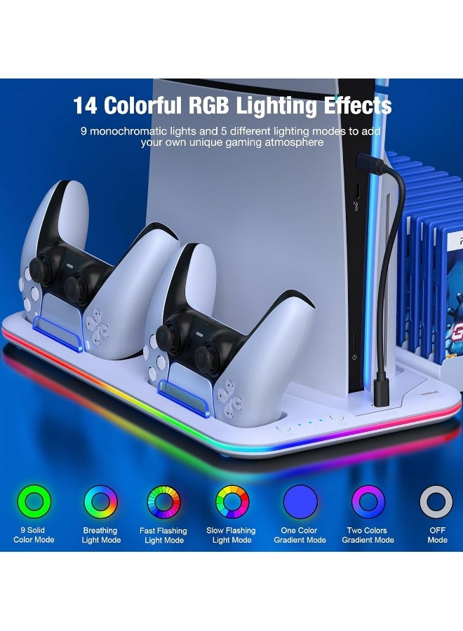Topleo PS5 Stand and PS5 Silm Cooling Station with Dual Controller Charging Station, PS5 Accessories Incl. Controller Charger, Cooling fan, Headset holder (Fit 2023 PS5 -Fat-normal Versions) - Image 5
