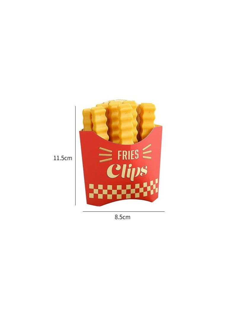 Creative Magnetic Seal Clips for Snack Bags 1 box of French fries clip 【12 pack with magnetic box】】