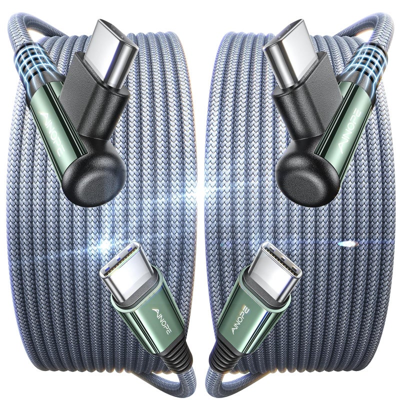 AINOPE USB C to USB C Cable 10FT 2Pack 60W Type C Cable Righe Angle for iPhone 16 Pro Max Charger Fast Charging Long Charger Cord Cable 10FT Compatible with iPhone 16 MacBook iPad Pro Airpods Pixel - Image 1