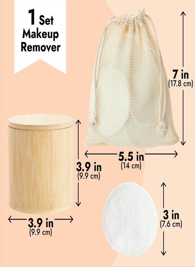 Glamlily Reusable Cotton Pads for Face Makeup Removal with Bamboo Holder and Mesh Storage Bag (White) 16 Pack - Image 4