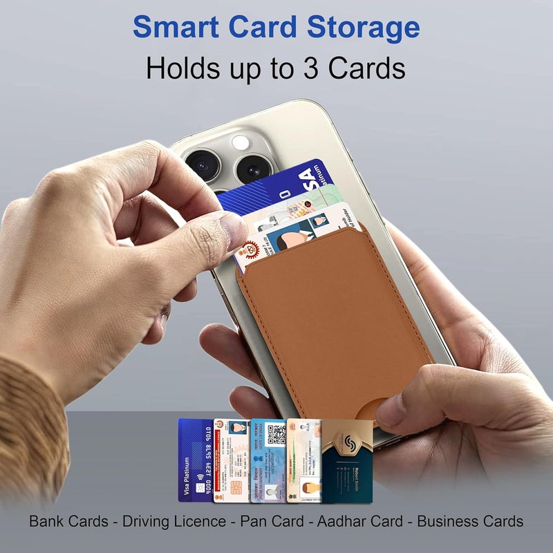 ZAPCASE محفظة ماغسيف، حامل بطاقات، محفظة مغناطيسية لآيفون | متوافقة مع جميع حالات ماغسيف | جلد نباتي | بني - Image 3