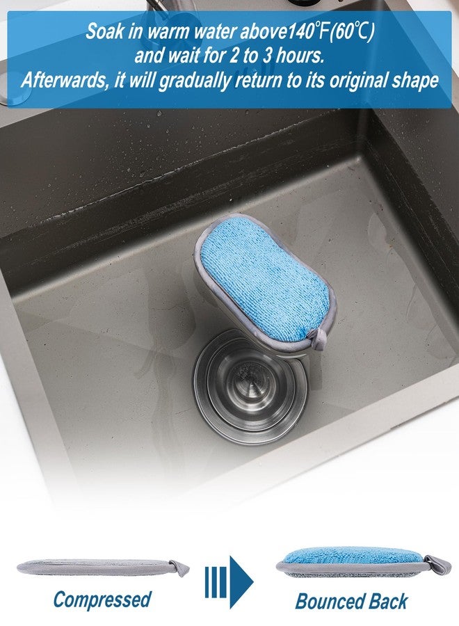 CADONO Dual-Sided Multi-Purpose Scrub Sponges, Non-Scratch Dishwashing Sponges for Kitchen, Reusable Microfiber Sponge for Efficiently Cleaning Dishes, High Density Sponge Inside (6 Pack, Medium) - Image 3