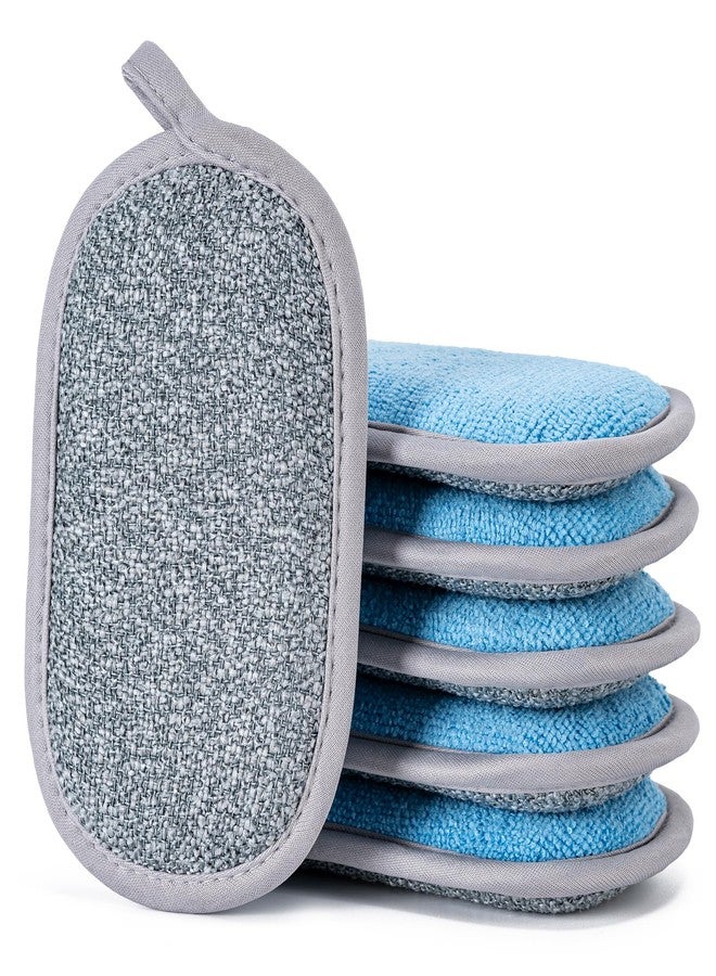 CADONO Dual-Sided Multi-Purpose Scrub Sponges, Non-Scratch Dishwashing Sponges for Kitchen, Reusable Microfiber Sponge for Efficiently Cleaning Dishes, High Density Sponge Inside (6 Pack, Medium) - Image 1