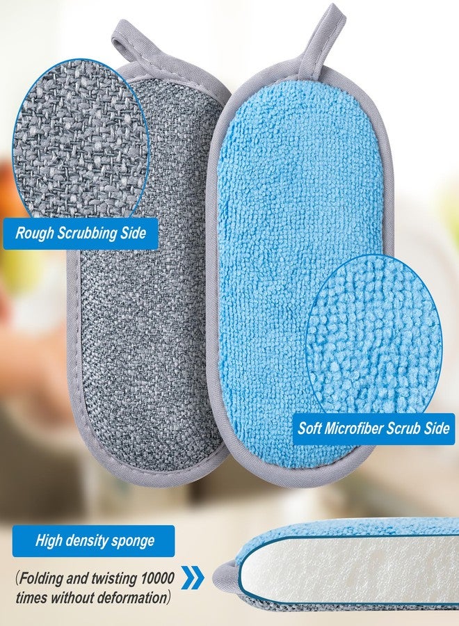 CADONO Dual-Sided Multi-Purpose Scrub Sponges, Non-Scratch Dishwashing Sponges for Kitchen, Reusable Microfiber Sponge for Efficiently Cleaning Dishes, High Density Sponge Inside (6 Pack, Medium) - Image 2