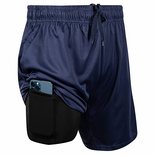 Ultra Performance 3 Pack Mens 2 in 1 Athletic Running Shorts 7 inch Inseam Workout Gym Compression Shorts for Men - Image 4
