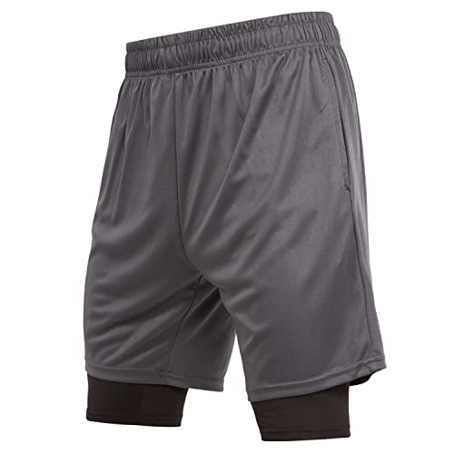 Ultra Performance 3 Pack Mens 2 in 1 Athletic Running Shorts 7 inch Inseam Workout Gym Compression Shorts for Men - Image 3