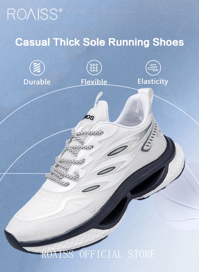 رويس أحذية رياضية أنيقة للرجال، خفيفة الوزن وجيدة التهوية، برباط مانع للانزلاق، ماصة للصدمات مع بطانة ناعمة، مناسبة للارتداء اليومي والأنشطة الخارجية، لون أبيض - Image 3