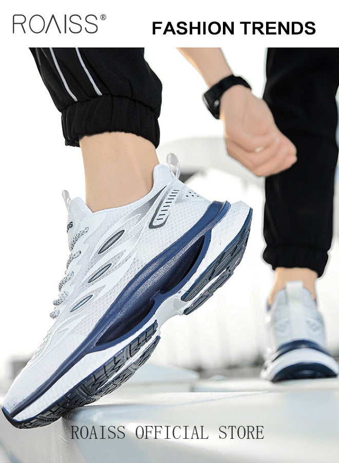 رويس أحذية رياضية أنيقة للرجال، خفيفة الوزن وجيدة التهوية، برباط مانع للانزلاق، ماصة للصدمات مع بطانة ناعمة، مناسبة للارتداء اليومي والأنشطة الخارجية، لون أبيض - Image 5