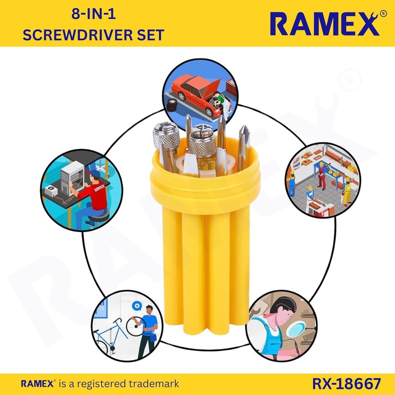 Ramex screwdriver set, screwdriver set tools kit, screwdrivers tools 8 Pieces set with box standard screwdriver set (Pack of 8) - Image 4