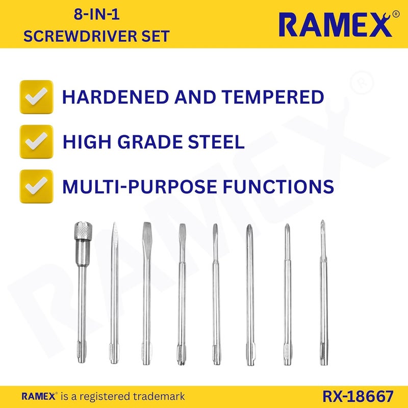 Ramex screwdriver set, screwdriver set tools kit, screwdrivers tools 8 Pieces set with box standard screwdriver set (Pack of 8) - Image 5