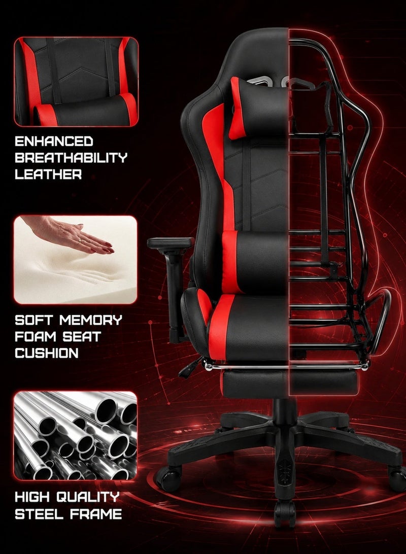 FUOE Gaming Chair—High-back ergonomic computer chair with lumbar support; video game chair with 3D adjustable armrests and 160° recline, suitable for office, home, and gaming. - Image 4