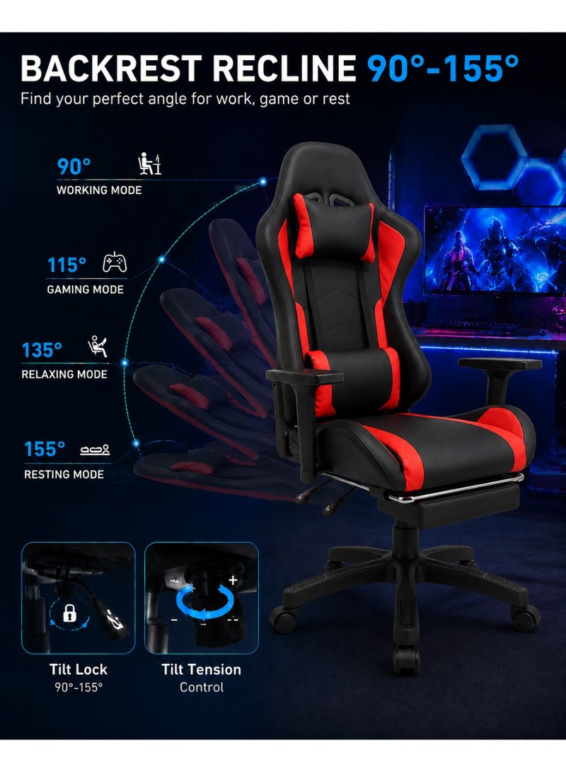 FUOE Gaming Chair—High-back ergonomic computer chair with lumbar support; video game chair with 3D adjustable armrests and 160° recline, suitable for office, home, and gaming. - Image 2
