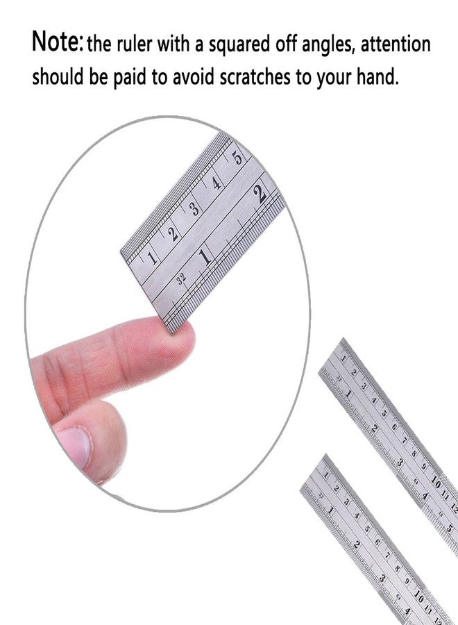 ZZTX Heavy Duty 100% Stainless Steel Ruler Set 12 Inch (30 CM) + 6 Inch (15 CM) Metal Rulers Kit - Perfect Straight Edge for Easy Measurements - Image 4
