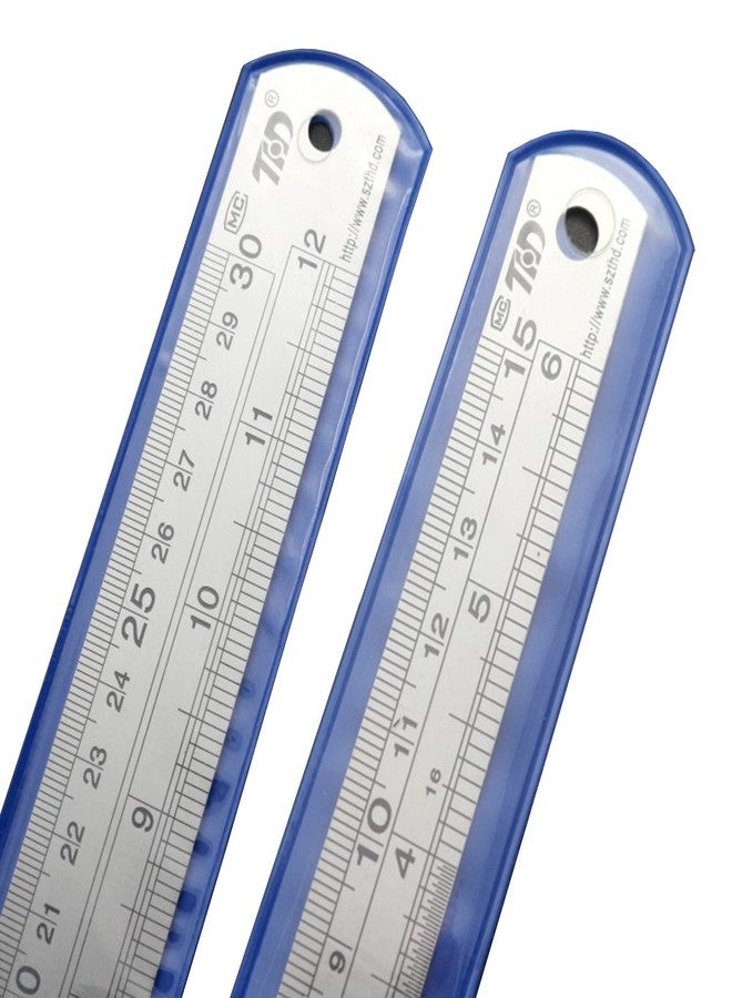ZZTX Heavy Duty 100% Stainless Steel Ruler Set 12 Inch (30 CM) + 6 Inch (15 CM) Metal Rulers Kit - Perfect Straight Edge for Easy Measurements - Image 5