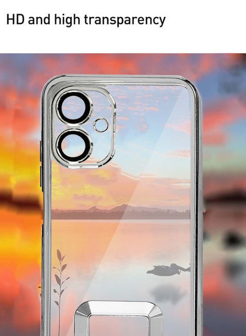 دبليو تيك سامسونج جالاكسي A06 4G 2024 غطاء حماية فاخر مطلي بشفاه مرتفعة وغطاء علة للكاميرا - فضي - Image 3