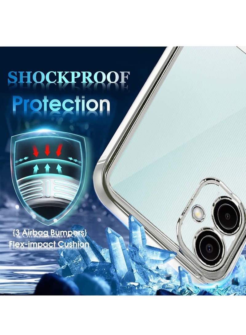 دبليو تيك سامسونج جالاكسي A06 4G 2024 غطاء حماية فاخر مطلي بشفاه مرتفعة وغطاء علة للكاميرا - فضي - Image 2