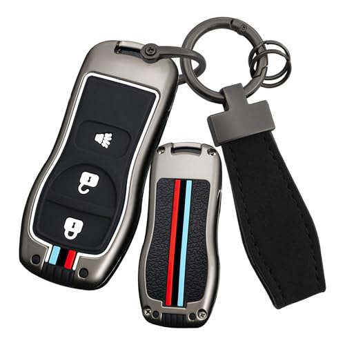 Ysbxitu 3 Buttons Metal Remote Key Fob Cover Fit for Nissan Keyless Smart Key Case with Keychain Fit for Nissan Xterra Titan Armada Frontier Quest Sentra Key Protection Cover -T Chain Black - Image 1