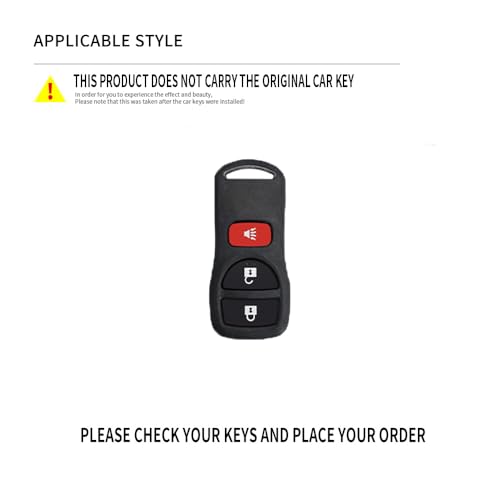 Ysbxitu 3 Buttons Metal Remote Key Fob Cover Fit for Nissan Keyless Smart Key Case with Keychain Fit for Nissan Xterra Titan Armada Frontier Quest Sentra Key Protection Cover -T Chain Black - Image 2