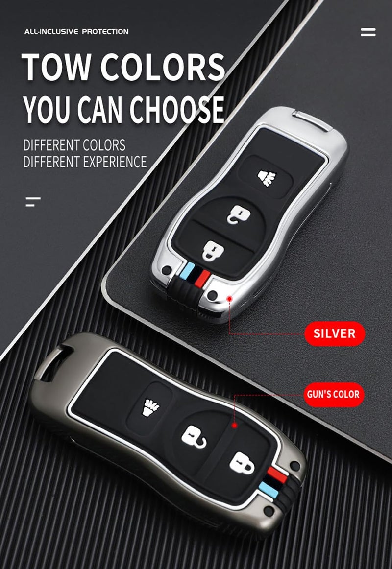 Ysbxitu 3 Buttons Metal Remote Key Fob Cover Fit for Nissan Keyless Smart Key Case with Keychain Fit for Nissan Xterra Titan Armada Frontier Quest Sentra Key Protection Cover -T Chain Black - Image 4