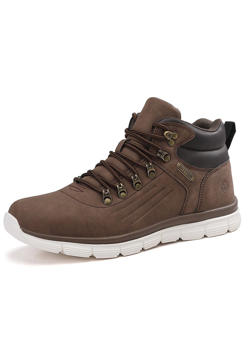 Sky View - SKY VIEW Men Lightweight Hiking Boots Motorcycle Boots For Men Mid Ankle Work Casual Hiker Outdoor Boots Anti Slip Shoes Brown - Image 1