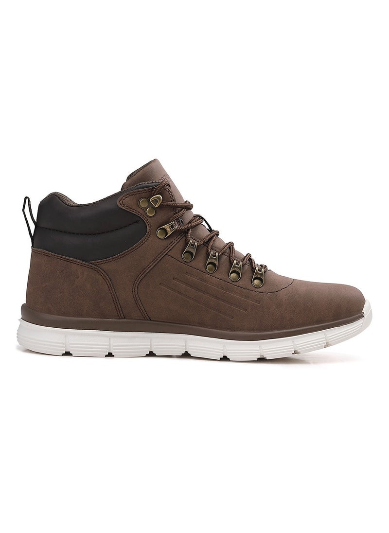 Sky View - SKY VIEW Men Lightweight Hiking Boots Motorcycle Boots For Men Mid Ankle Work Casual Hiker Outdoor Boots Anti Slip Shoes Brown - Image 1