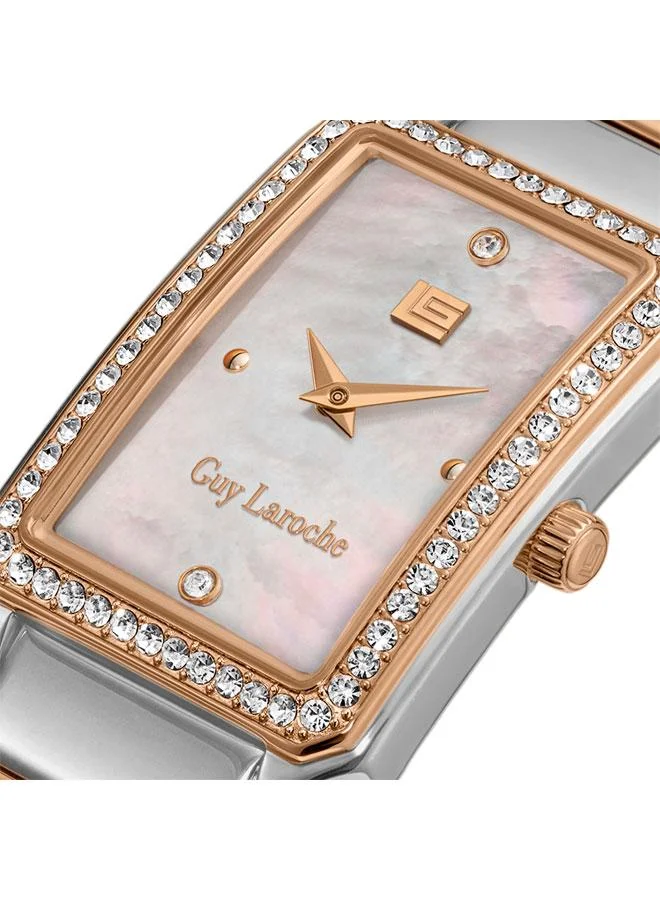 Guy Laroche Silver/Rose Gold Deborah White Dial Silver-Rose Gold Metal Bracelet Analog Watch for Women 22.5mm for Women | Best Price UAE