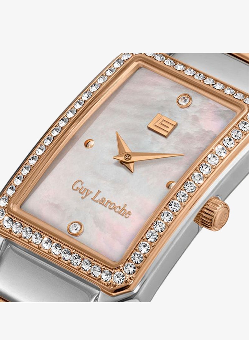 Guy Laroche Deborah White Dial Silver-Rose Gold Metal Bracelet Analog Watch for Women 22.5mm - Image 4