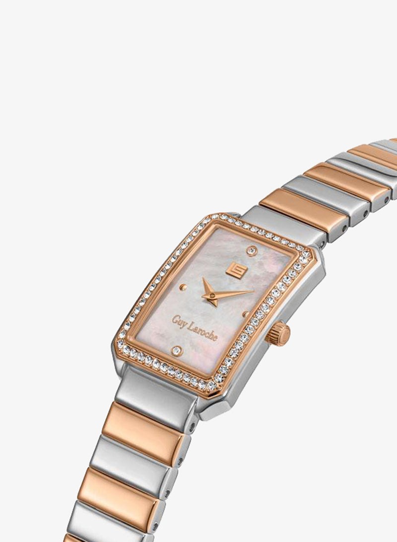 Guy Laroche Deborah White Dial Silver-Rose Gold Metal Bracelet Analog Watch for Women 22.5mm - Image 2
