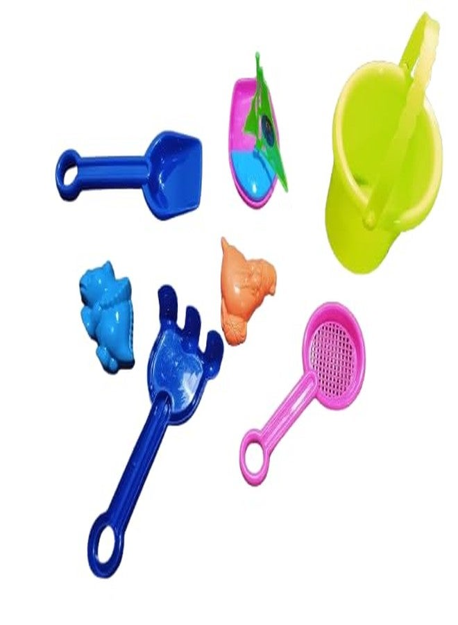 Negi Beach Set for Kids Play Like Bucket | Ship | Solid Stainer | Shovel & Rake | Rhino Shape | Snail Shape for Toddler 3 Year and Above for 7 pcs for - Image 1