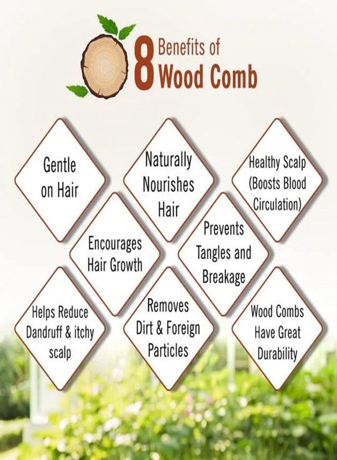 Santarms wooden neem comb for women men hair growth with wide wood tooth combs brush bamboo mens wodden combo set anti dandruff - mini comb for beard (Qty: 01) - Image 5