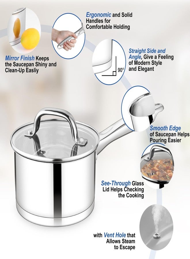 TeamFar Saucepan, 3 qt Stainless Steel Sauce Milk Pan & Lid with Tri-ply Bottom, Home/Kitchen Induction Pot for Cooking/Boiling/Warming/Stewing, Healthy & Heavy Duty, Dishwasher Safe - Image 3