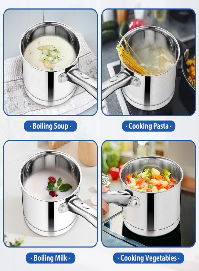 TeamFar Saucepan, 3 qt Stainless Steel Sauce Milk Pan & Lid with Tri-ply Bottom, Home/Kitchen Induction Pot for Cooking/Boiling/Warming/Stewing, Healthy & Heavy Duty, Dishwasher Safe - Image 5