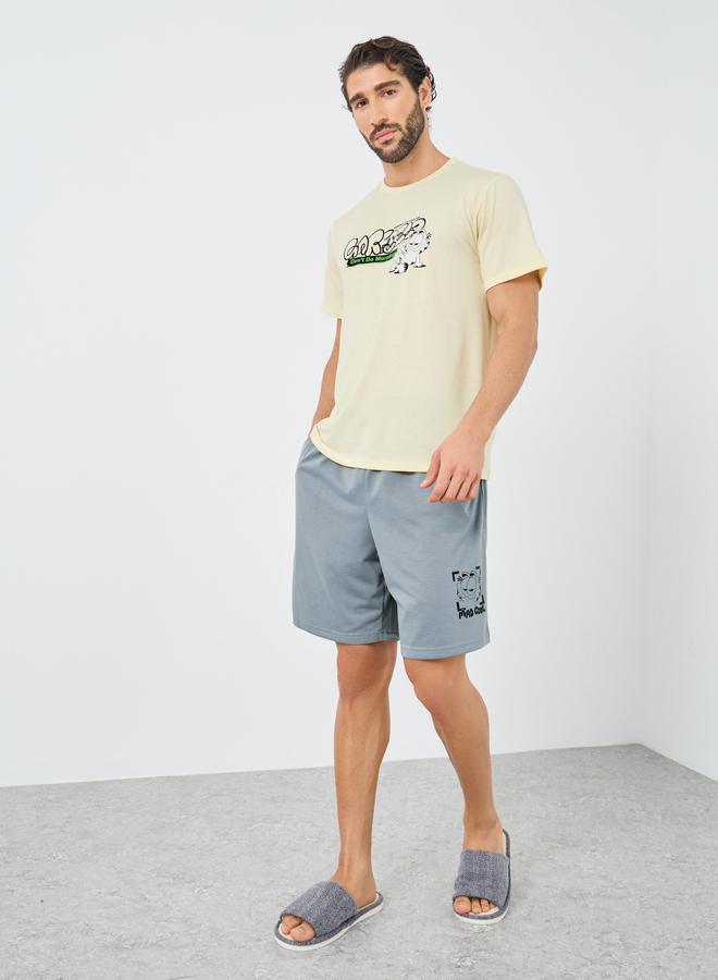 Styli Garfeild Graphic Print Short Sleeve T-Shirt and Shorts Set - Image 1