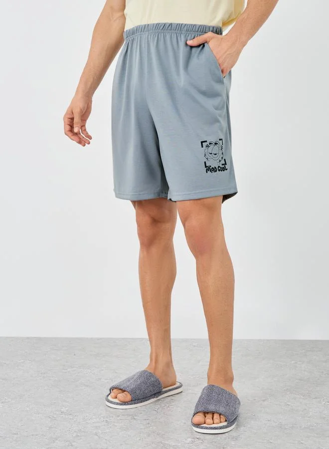 Styli Styli Garfeild Graphic Print Short Sleeve T-Shirt and Shorts Set