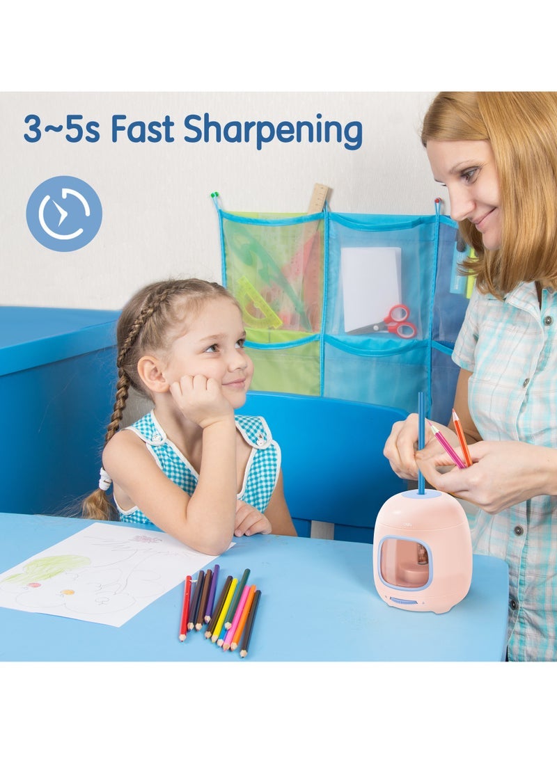 Deli VA13 Electric Pencil Sharpener Pink – 3 Tip Options, Dual Power, 5000+ Sharpen Cycles - Image 5