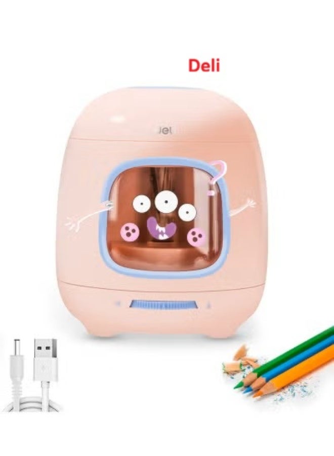 Deli VA13 Electric Pencil Sharpener Pink – 3 Tip Options, Dual Power, 5000+ Sharpen Cycles - Image 1