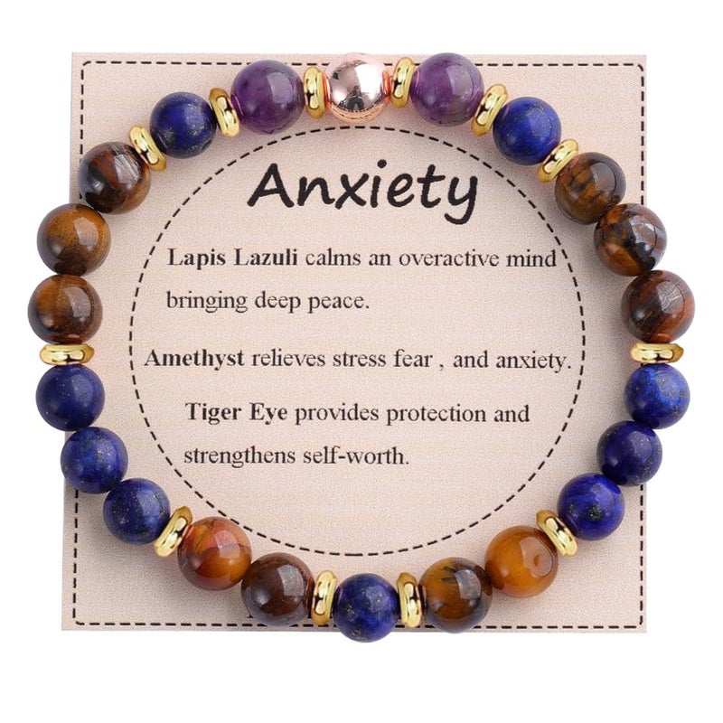 KSQS Healing Stone Bead Bracelet for Women, Natural Gemstones Balance Protection Bracelet, Spiritual Crystal Beads Bracelet Anxiety Relief with Meaning Card(#6) - Image 1