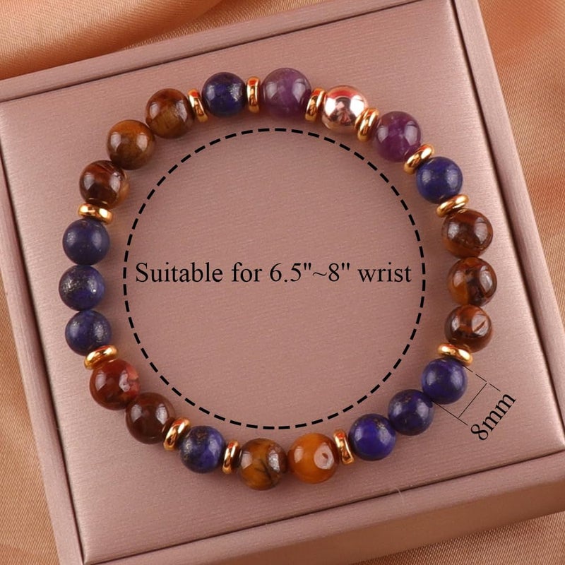 KSQS Healing Stone Bead Bracelet for Women, Natural Gemstones Balance Protection Bracelet, Spiritual Crystal Beads Bracelet Anxiety Relief with Meaning Card(#6) - Image 2
