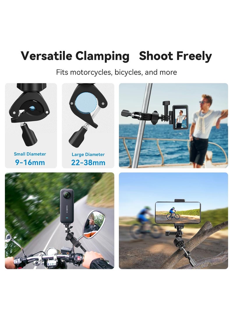SYOSI - Bike Motorcycle Handlebar Mount Accessories, Large Tube Roll Bar Stick Pole Clamp Holder, for GoPro Max Hero 12 11 10 9 8 7 6 5 Insta360 X3 Ace Pro DJI Action 4 Osmo Ocket 3 Accessory - Image 1