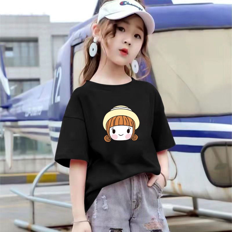 2173# Girls' Short-sleeved T-shirt Children's 2025 Summer Casual Western Style Children's Wear Pure Cotton Base Shirt Baby's Top Trendy - Image 4