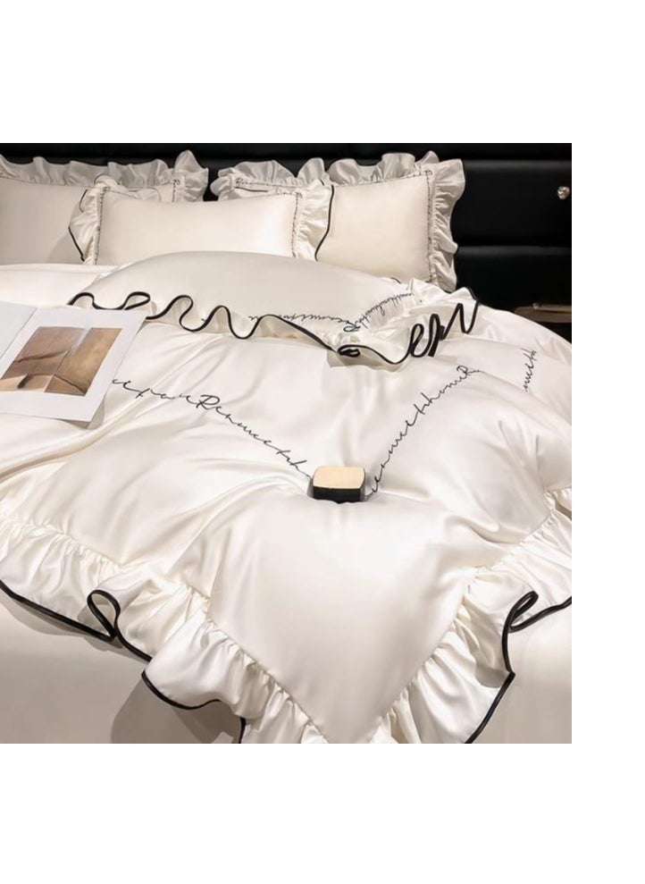 Generic Bed Sheet Style — High End Silky Princess Lace Bedding Four Piece Set  - Image 1