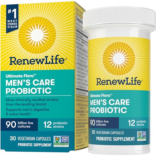Renew Life Men's Care Probiotic Capsules, Supports Mens Digestive, Colon, Immune and Respiratory Health, L. Rhamnosus GG, Dairy, Soy and gluten-free, 90 Billion CFU, 30 Count - Image 1