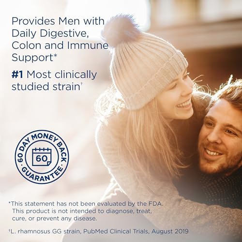 Renew Life Men's Care Probiotic Capsules, Supports Mens Digestive, Colon, Immune and Respiratory Health, L. Rhamnosus GG, Dairy, Soy and gluten-free, 90 Billion CFU, 30 Count - Image 2
