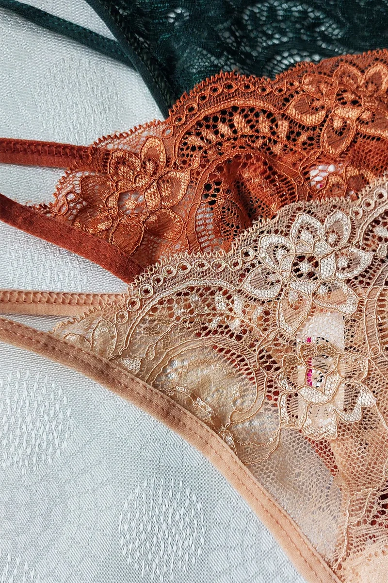 Sensu Women's String Lace Thong 5-Piece Panties Set Mixed Colors KTS3062 MIXED