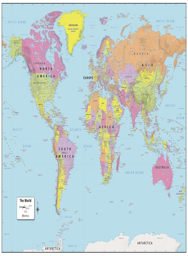 MapSherpa: World Wall Map - Extra Large - 60 x 40 inches - Front Lamination - Image 1