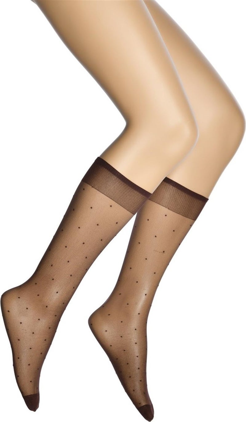 Dore Polka Dot Patterned 20 Denier Women's Knee High Socks