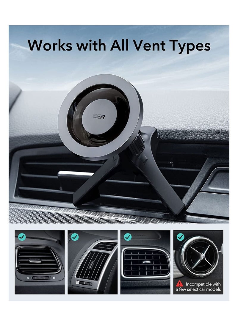 ESR - Esr Halo Lock Magnetic Car Phone Mount Compatible with Mag Safe Car Mount Compatible with Iphone Series Does Not Support Charging Metallic Grey - Image 1