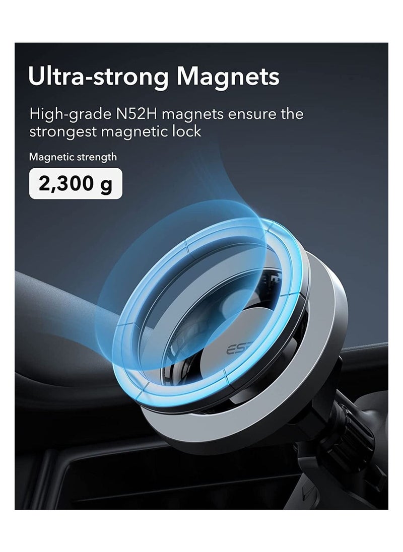 ESR - Esr Halo Lock Magnetic Car Phone Mount Compatible with Mag Safe Car Mount Compatible with Iphone Series Does Not Support Charging Metallic Grey - Image 1