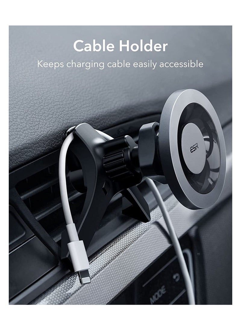 ESR - Esr Halo Lock Magnetic Car Phone Mount Compatible with Mag Safe Car Mount Compatible with Iphone Series Does Not Support Charging Metallic Grey - Image 1
